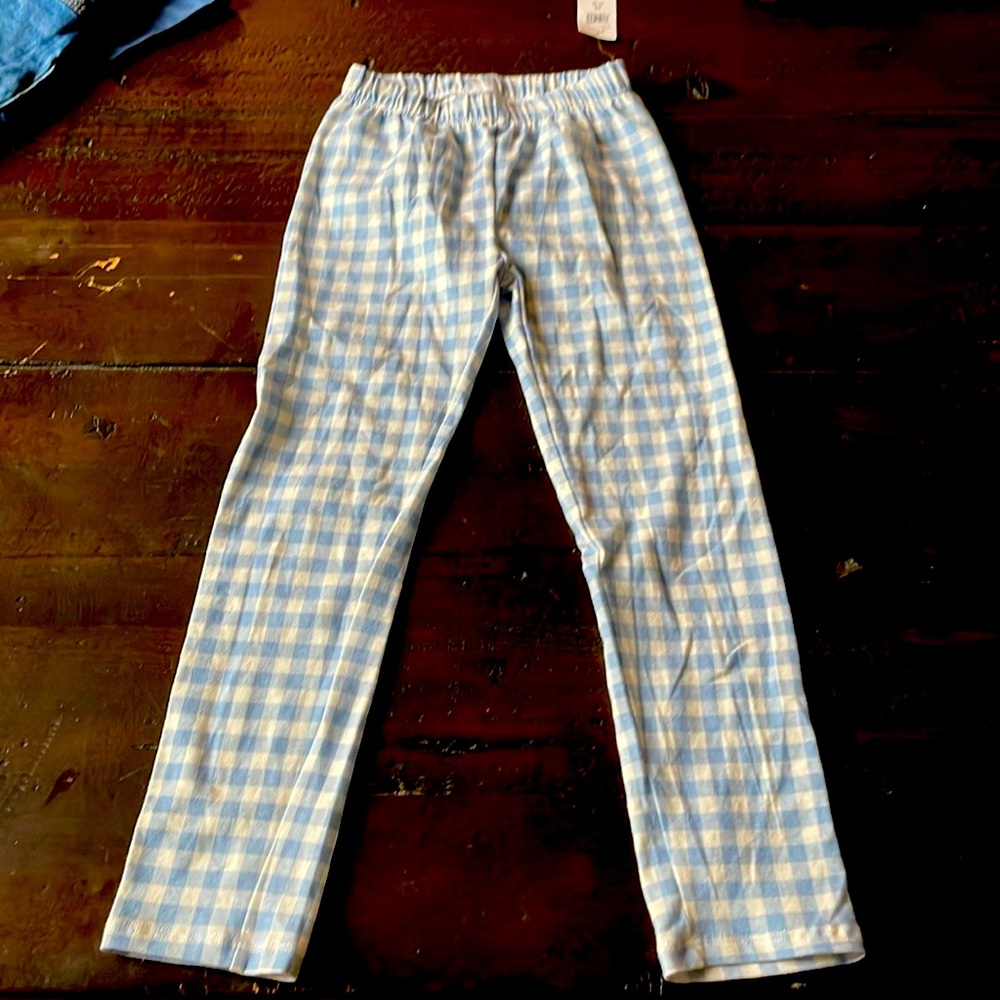 Gap blue and white gingham tights